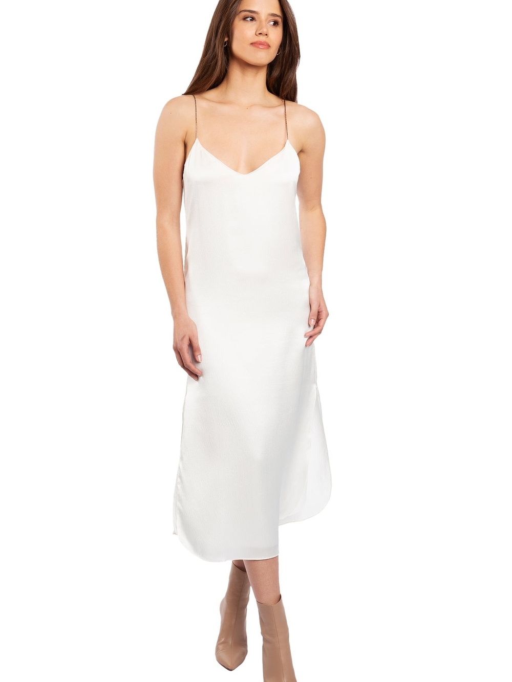The Sally Silk Slip Dress Snow White